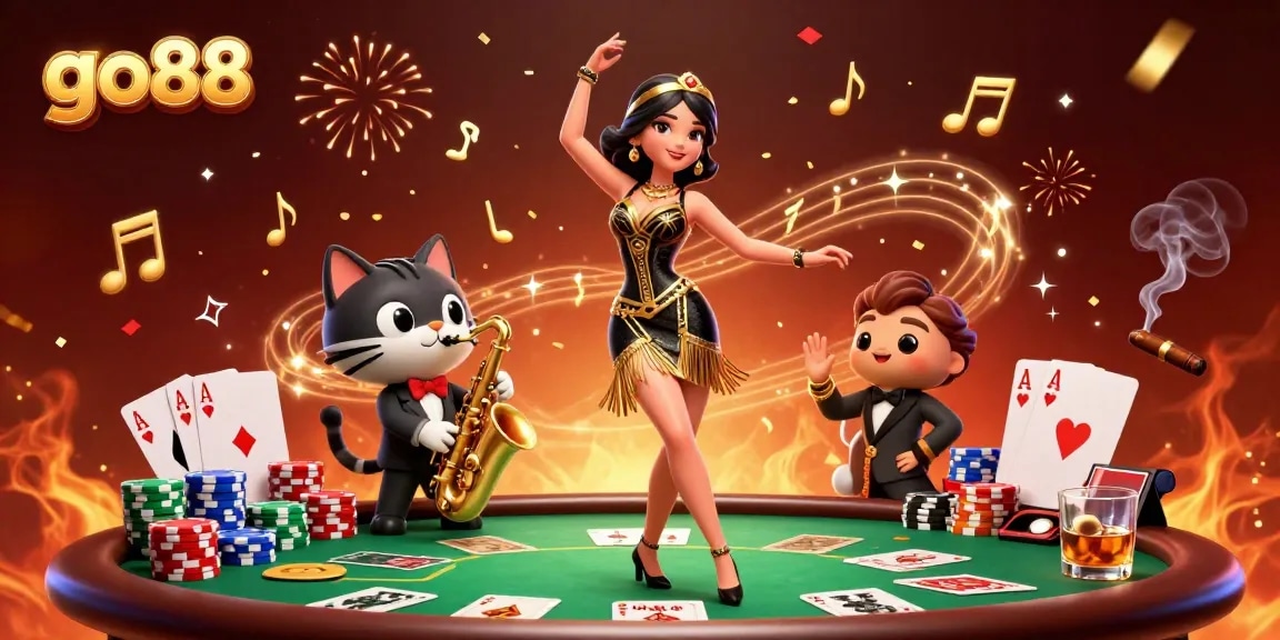 Experience thrilling moments at go88 with a vibrant 3D casino scene featuring rich game elements and characters.