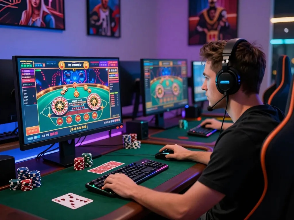 Player engaging with online casino games at https://nohu78.de.com, showcasing vibrant gaming interface and immersive atmosphere.