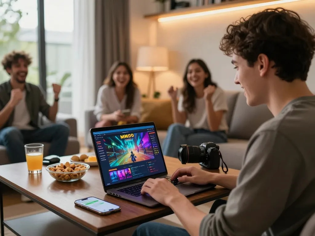 Exciting online gaming atmosphere featuring MMOO platform with friends enjoying betting experience.