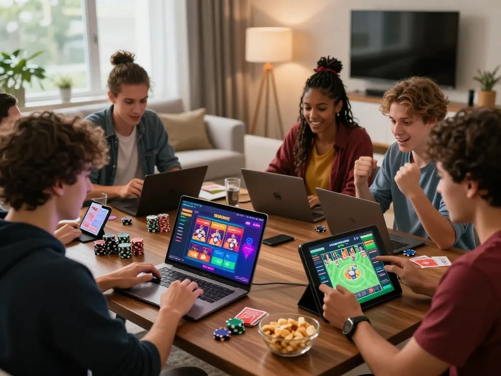 Players engaging with 68win online platform in a lively gaming scene.