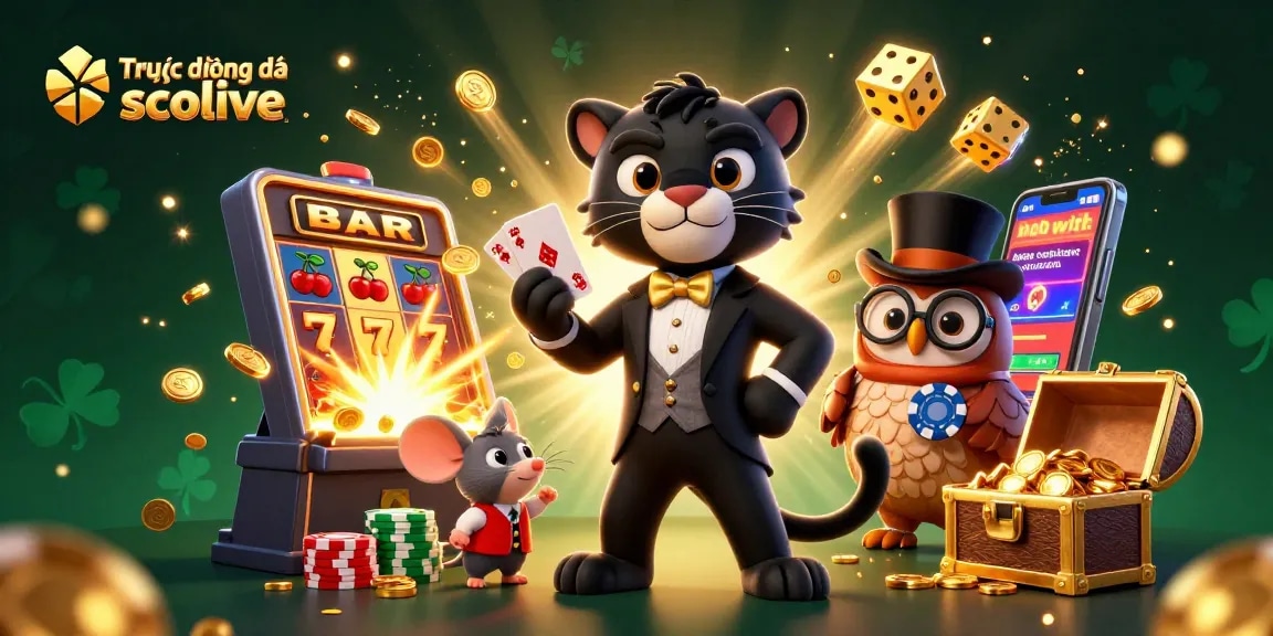 Experience Trực tiếp bóng đá socolive with a vibrant casino-themed 3D illustration showcasing excitement and engagement.