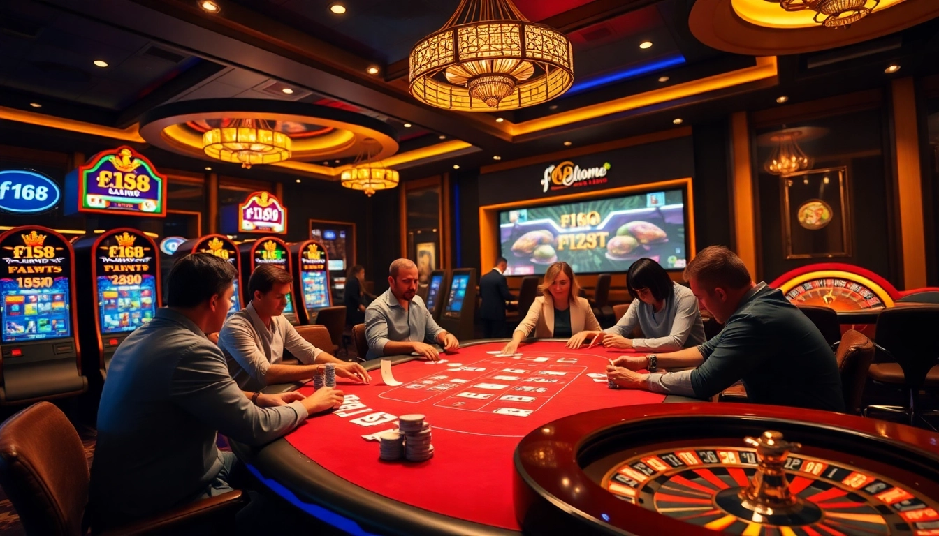 Experience excitement at f168’s luxurious poker table with vibrant chips and cards.
