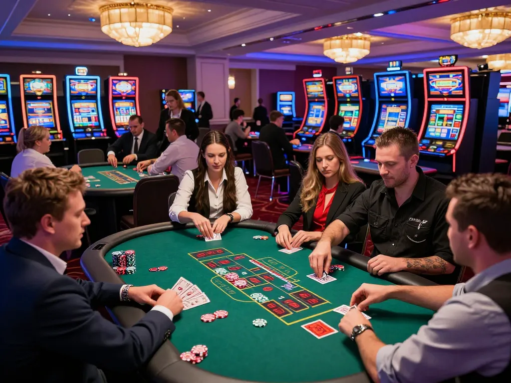 cm88z table blackjack with players placing bets in a vibrant casino atmosphere