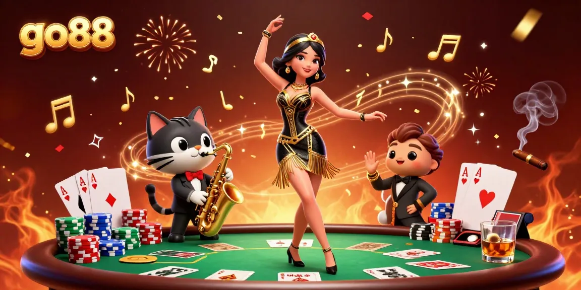 Experience thrilling moments at go88 with a vibrant 3D casino scene featuring rich game elements and characters.