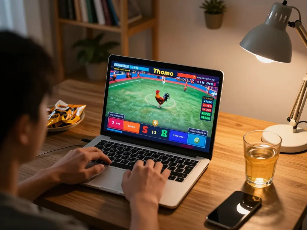 Xem đá gà Thomo trực tiếp với độ phân giải cao trên laptop trong một buổi xem tại nhà thoải mái