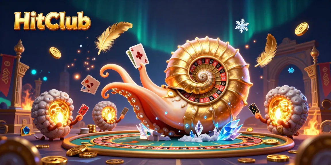 Engage in exciting gameplay at HitClub featuring a magical, vibrant casino scene with a giant nautilus and live elements.