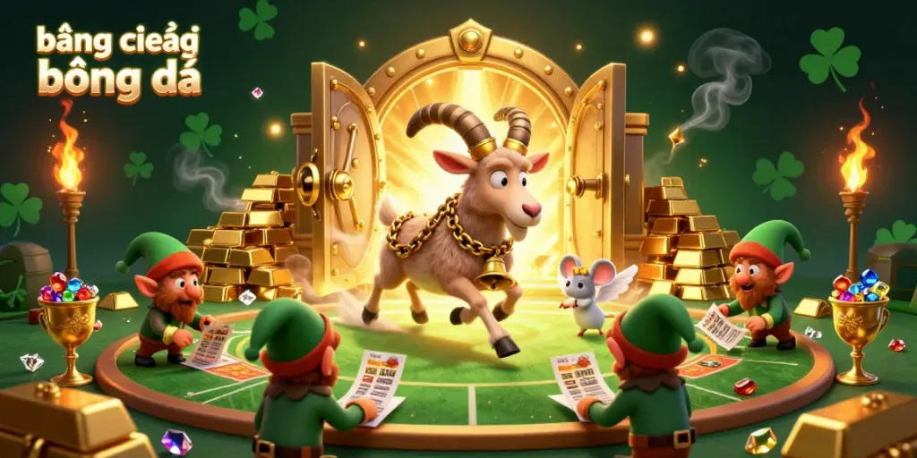 Engage with "bảng xếp hạng bóng đá" at a festive casino where a Krampus goat oversees sports betting chaos.