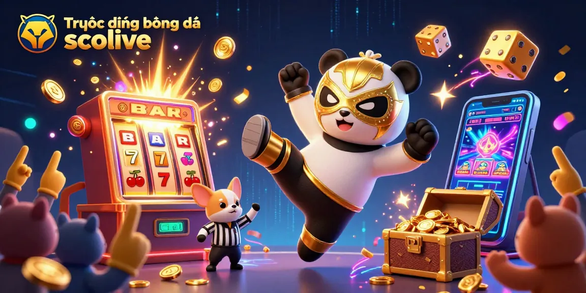 Experience live football streaming at "Trực tiếp bóng đá socolive" with exciting betting visuals and vibrant casino elements.