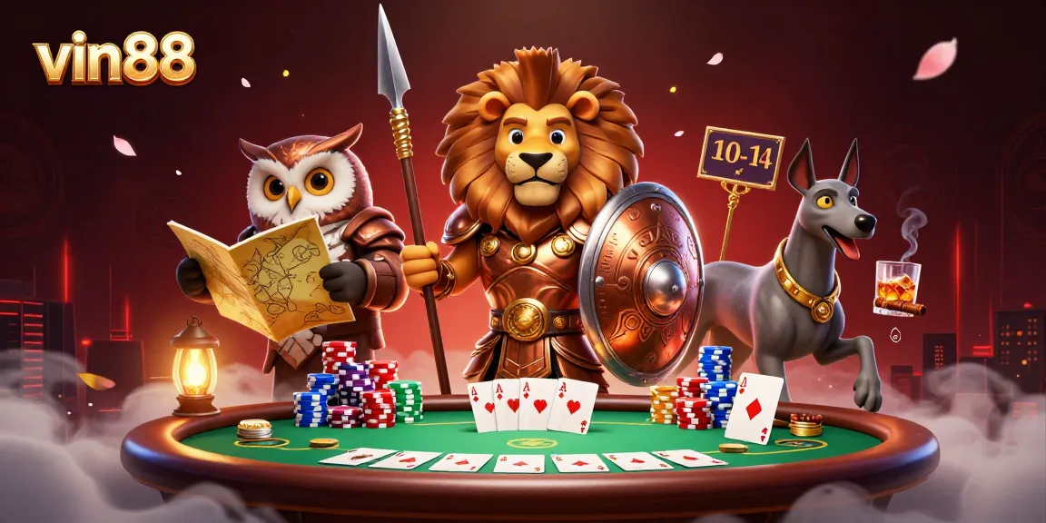 Experience the thrill of vin88 gaming with a vibrant poker scene and dynamic characters.